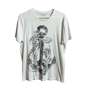 Colin's White Nautical Anchor & Octopus Print Graphic T-shirt Men's Size XL